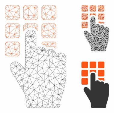 Tip Şifre Vektör Örgü Tel Çerçeve Modeli ve Üçgen Mozaik Simgesi