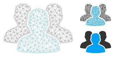 Kullanıcı Grubu Vektör Örgü 2d Model ve Üçgen Mozaik Simgesi