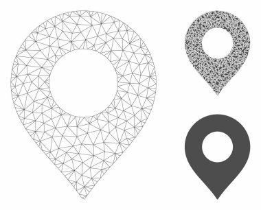 Harita Marker vector mesh ağ modeli ve üçgen mozaik simge