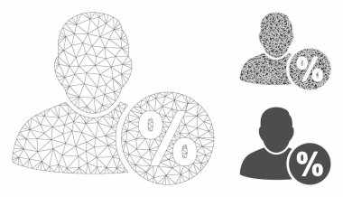 Kullanıcı Vergisi Yüzde Vektör Örgü Karkas Modeli ve Üçgen Mozaik Simgesi