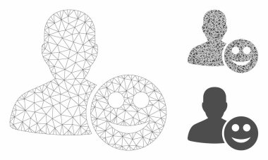 Kullanıcı Glad Smiley Vektör Mesh Ağ Modeli ve Üçgen Mozaik Simgesi