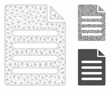 Metin Sayfası Vektör Örgü Tel Çerçeve Modeli ve Üçgen Mozaik Simgesi