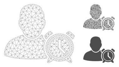 Kullanıcı Çalar Saat Vektör Örgü Ağ Modeli ve Üçgen Mozaik Simgesi