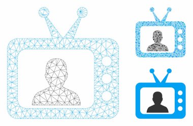 Tv Hoparlör Vektör Örgü 2d Model ve Üçgen Mozaik Simgesi