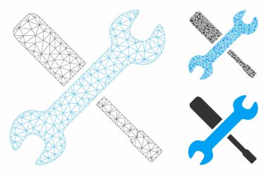 Araçlar vektör mesh ağ modeli ve üçgen mozaik simge