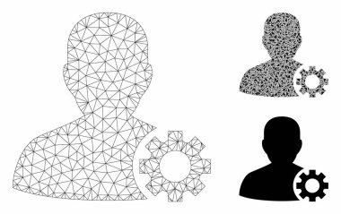 Kullanıcı Seçenekleri Vektör Örgü Tel Çerçeve Modeli ve Üçgen Mozaik Simgesi