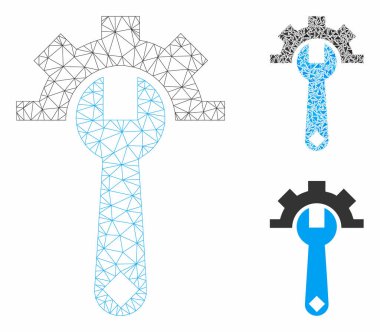 Servis araçları vektör mesh ağ modeli ve üçgen mozaik simge