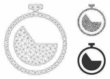 Kronometre Vektör Örgü Karkas Modeli ve Üçgen Mozaik Simgesi