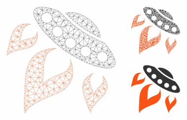 Ufo Start Yangın Vektör Mesh 2d Model ve Üçgen Mozaik Simgesi