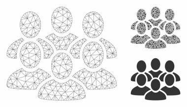 Kullanıcı Crowd Vektör Örgü Tel Çerçeve Modeli ve Üçgen Mozaik Simgesi