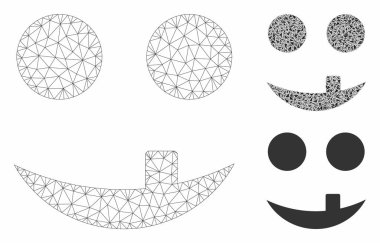 Diş Smiley Vektör Örgü 2d Model ve Üçgen Mozaik Simgesi