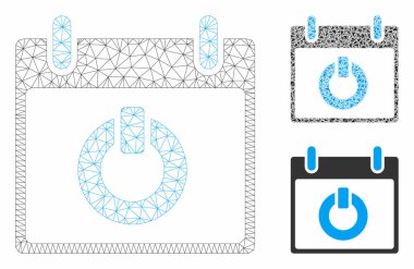Takvim Günü Vektör Örgü Tel Çerçeve Modeli ve Üçgen Mozaik Simgesini Açın