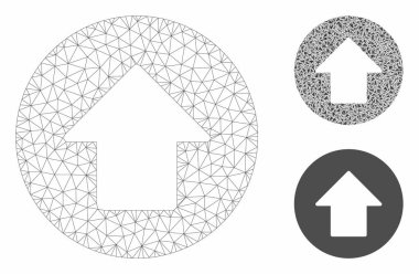 Yukarı ok vektör Mesh karkas model ve üçgen mozaik simge