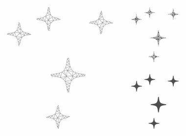 Uzay Yıldızları Vektör Örgü 2d Model ve Üçgen Mozaik Simgesi