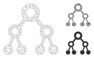 İkili Ağaç Vektör Örgü Tel Çerçeve Modeli ve Üçgen Mozaik Simgesi