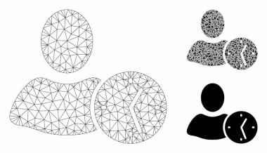 Time Vector Mesh Wire Frame Model and Triangle Mosaic Icon