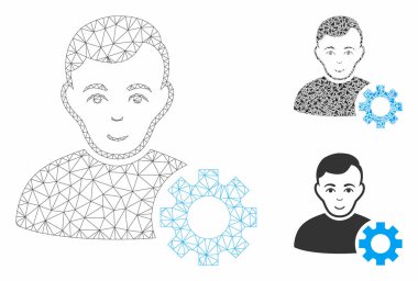 Kullanıcı Seçenekleri Dişli Vektör Örgü Karkas Modeli ve Üçgen Mozaik Simgesi