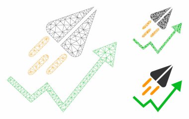 Ton Başlatma Trend Ok Vektör Örgü 2d Model ve Üçgen Mozaik Simgesi