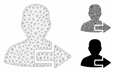 User Logout Arrow Vector Mesh Network Model and Triangle Mosaic Icon