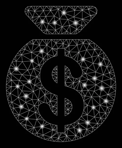 Bolsa de dinero 2D de malla llamarada con manchas de luz — Archivo Imágenes Vectoriales