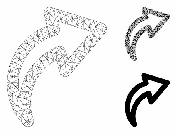 Gör om vektor mesh tråd ram modell och triangel mosaik ikon — Stock vektor