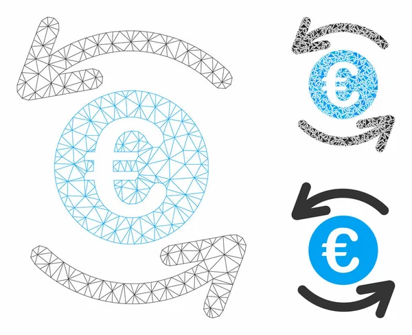 Update euro Balance vector mesh karkas model en driehoek mozaïek pictogram — Stockvector