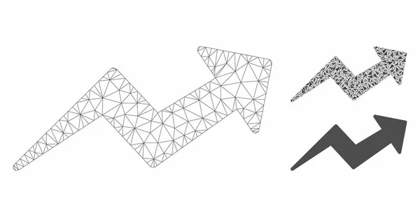 Векторная модель стрелки Mesh 2D и треугольная икона — стоковый вектор