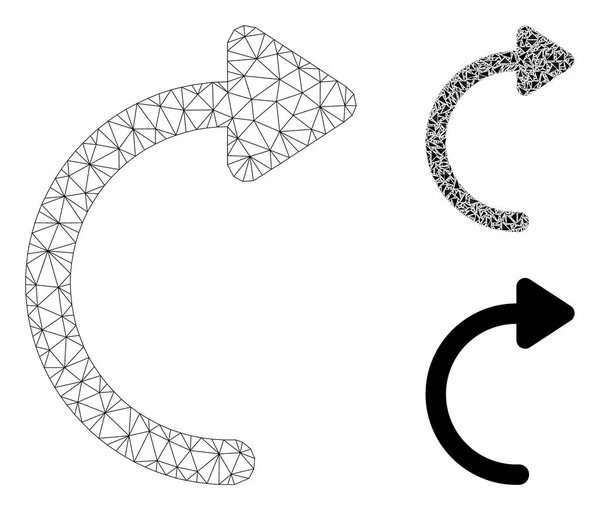 Cw-Vektornetz 2d-Modell und Dreieck-Mosaik-Symbol drehen — Stockvektor