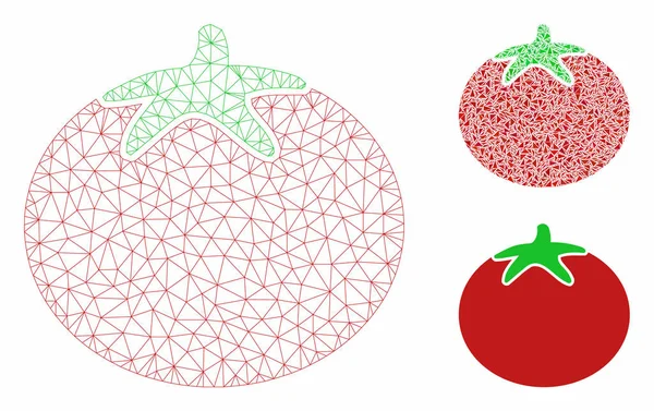 Modelo de malha de vetor de tomate 2D e ícone de mosaico de triângulo — Vetor de Stock