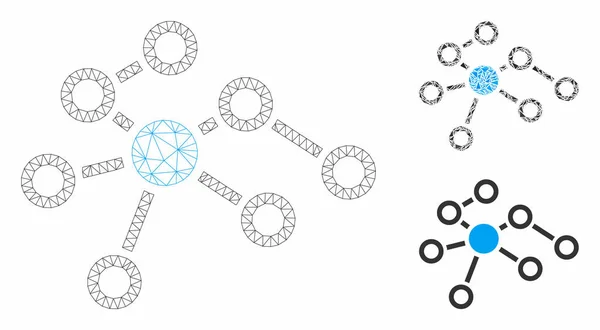 Relationer vektor mesh tråd ram modell och triangel mosaik ikon — Stock vektor