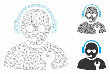 Servis Operatörü Vektör Örgü 2d Model ve Üçgen Mozaik Simgesi