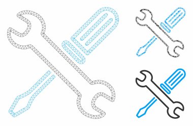 Tuning araçlar vektör Mesh tel çerçeve modeli ve üçgen mozaik simge