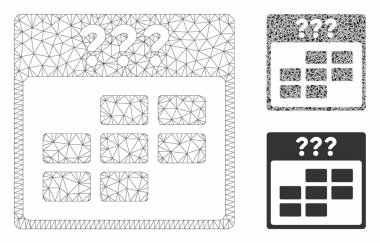 Bilinmeyen Ay Takvim Izgara Vektör Mesh 2d Model ve Üçgen Mozaik Simgesi