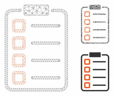 Test Formu Vektör Örgü Ağ Modeli ve Üçgen Mozaik Simgesi