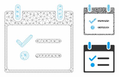 Todo Listesi Takvim Günü Vektör Örgü Karkas Modeli ve Üçgen Mozaik Simgesi