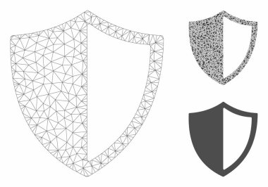 Kalkan Vektör Örgü 2d Model ve Üçgen Mozaik Simgesi