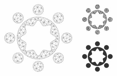 Union Corporation Vektör Örgü Ağ Modeli ve Üçgen Mozaik Simgesi