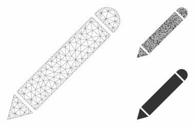 Kalem Vektör Örgü Karkas Modeli ve Üçgen Mozaik Simgesi