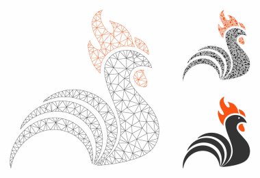 Horoz Vektör Örgü Ağ Modeli ve Üçgen Mozaik Simgesi