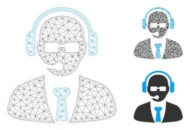 Destek Yöneticisi Vektör Örgü 2d Model ve Üçgen Mozaik Simgesi