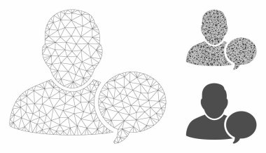 Kullanıcı İpucu Balon Vektör Örgü Karkas Modeli ve Üçgen Mozaik Simgesi