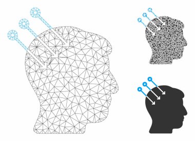Nöral Arayüz Konektörleri Vektör Örgü Tel Çerçeve Modeli ve Üçgen Mozaik Simgesi