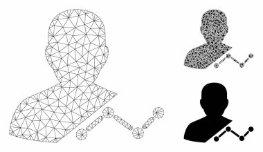 Kullanıcı Analizi Vektör Örgü 2d Model ve Üçgen Mozaik Simgesi