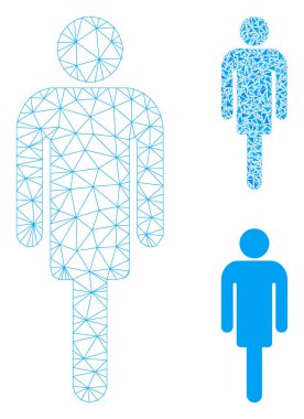Man vector Mesh karkas modeli ve üçgen mozaik simgesi