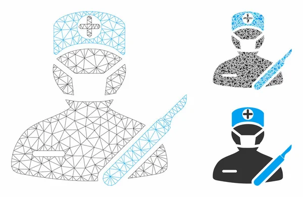 Cerrahi Vektör Örgü 2d Model ve Üçgen Mozaik Simgesi