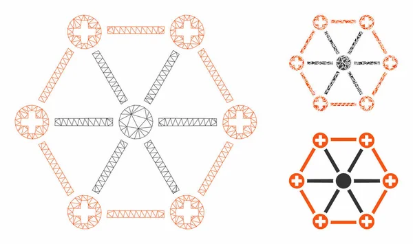 Medische netwerk vector mesh 2D model en driehoek mozaïek pictogram — Stockvector