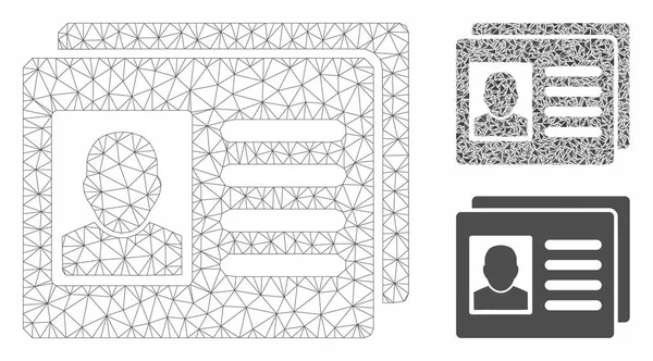 Tarjetas de cuenta de usuario Vector Mesh Carcass Model and Triangle Mosaic Icon — Archivo Imágenes Vectoriales