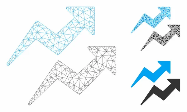 Сетевая модель векторных стрел и треугольная икона — стоковый вектор