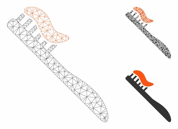 Modelo 2D da malha do vetor da escova de dentes e ícone do mosaico do triângulo — Vetor de Stock