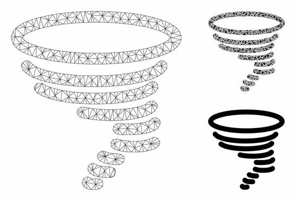 Modèle de carcasse de maille vectorielle de tornade et icône de mosaïque de triangle — Image vectorielle